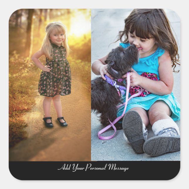 Design Your Own 2 Photo Collage Square Sticker (Front)