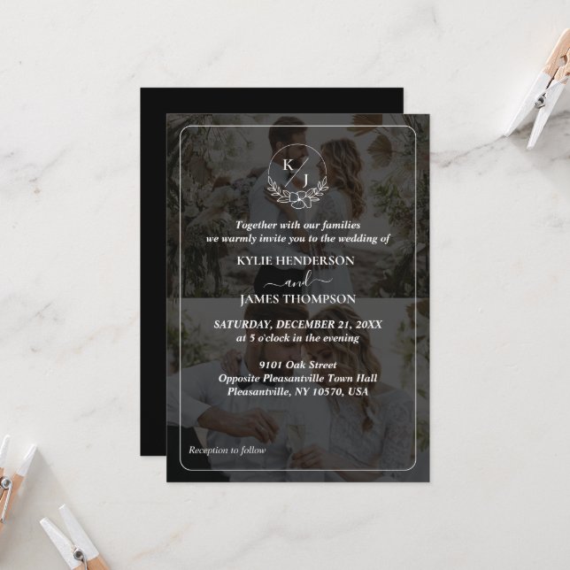 Design Your Own 2 Photo Collage Wedding Invitation (Front/Back In Situ)