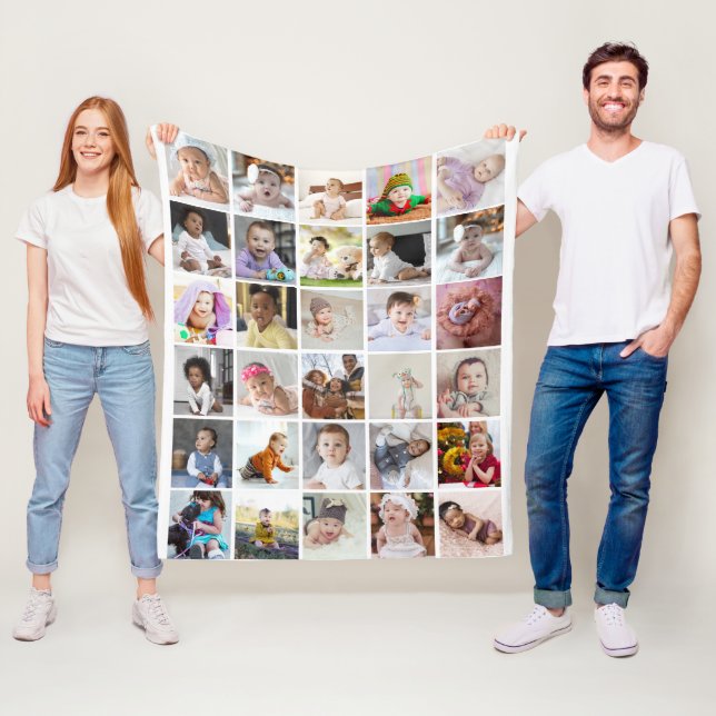 Design Your Own 30 Photo Collage Fleece Blanket (In Situ)