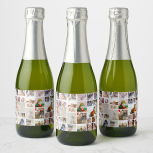 Design Your Own 30 Photo Collage Sparkling Wine Label