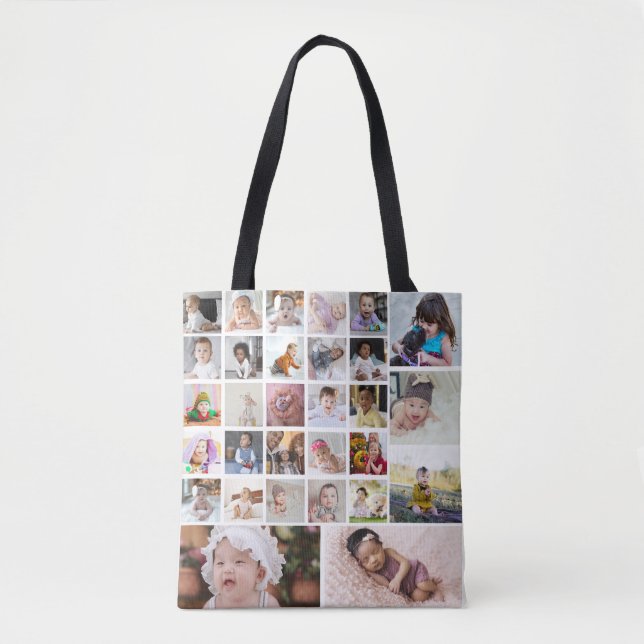 Design Your Own 30 Photo Collage Tote Bag (Front)