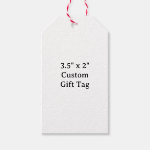 Design Your Own 3.5" x 2" Red and White Twine Gift Tags