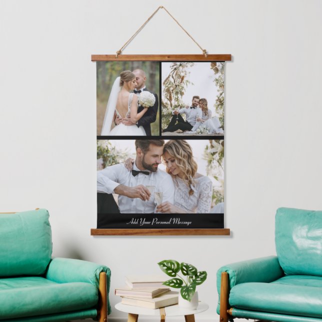 Design Your Own 3 Photo Collage Hanging Tapestry (Living Room)