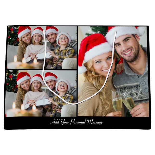 Design Your Own 3 Photo Collage Large Gift Bag (Front)
