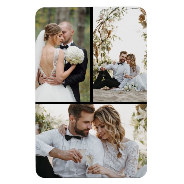 Design Your Own 3 Photo Collage Magnet (Vertical)