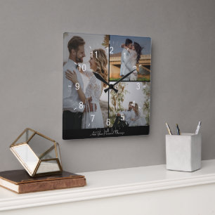 Design Your Own 3 Photo Collage Square Wall Clock