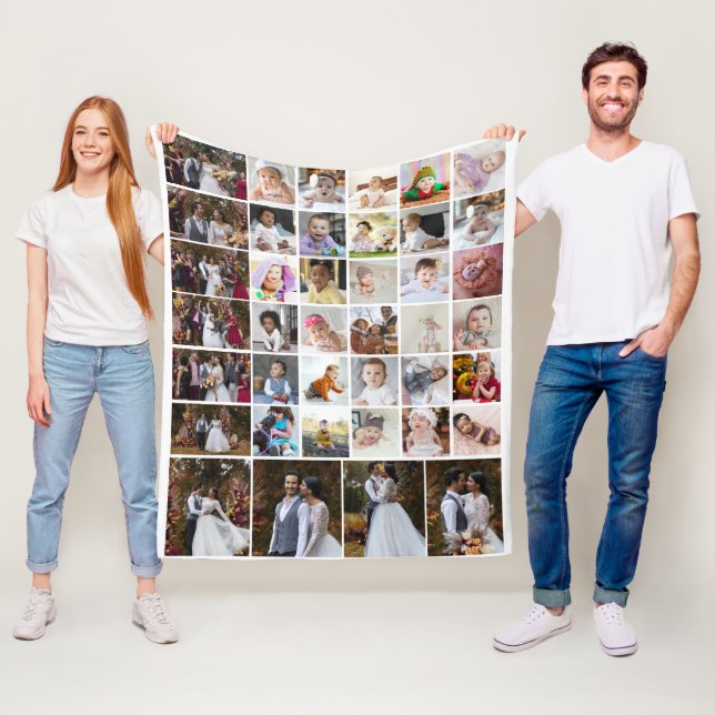 Design Your Own 40 Photo Collage Fleece Blanket (In Situ)