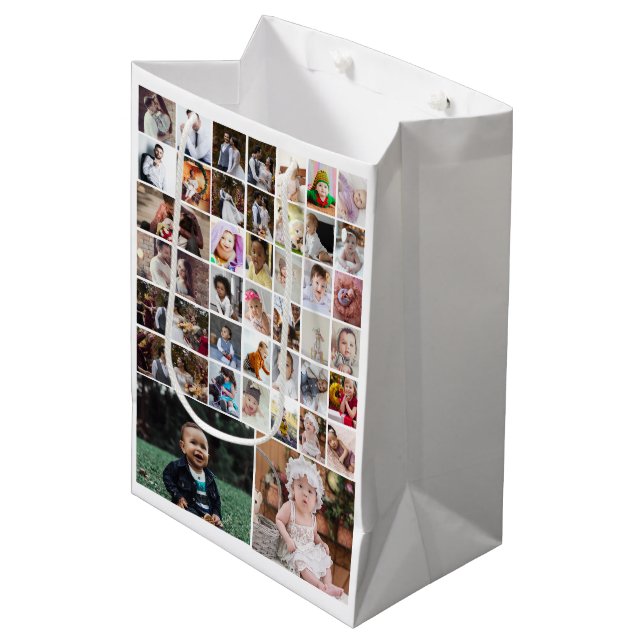 Design Your Own 40 Photo Collage Medium Gift Bag (Front Angled)