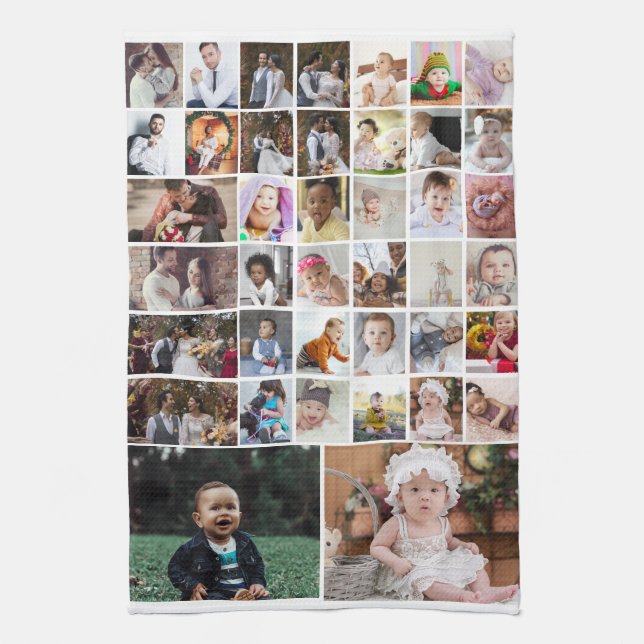 Design Your Own 40 Photo Collage Tea Towel (Vertical)