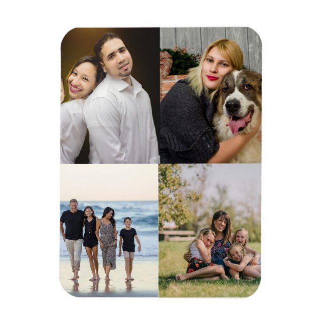 Design Your Own 4 Family Photo Collage  Magnet (Vertical)