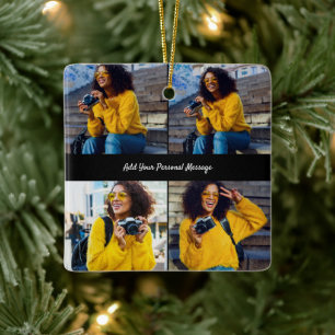 Design Your Own 4 Photo Collage Ceramic Ornament