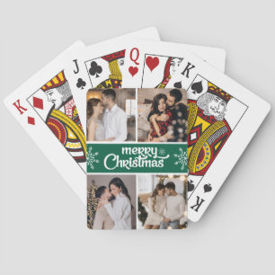 Design Your Own 4 Photo Collage Christmas Playing Cards