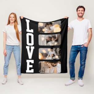Design Your Own 4 Photo Collage Fleece Blanket