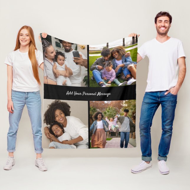 Design Your Own 4 Photo Collage Fleece Blanket (In Situ)