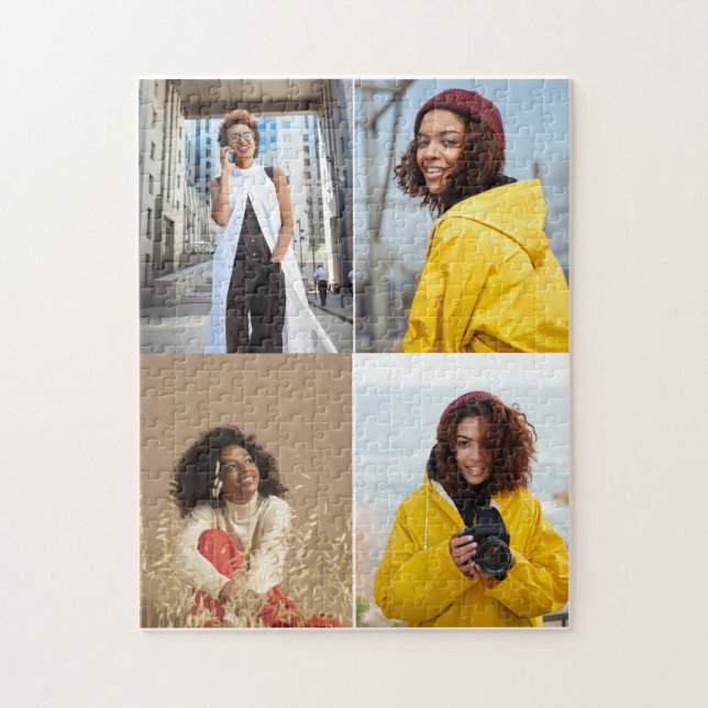 Design Your Own 4 Photo Collage Jigsaw Puzzle (Vertical)