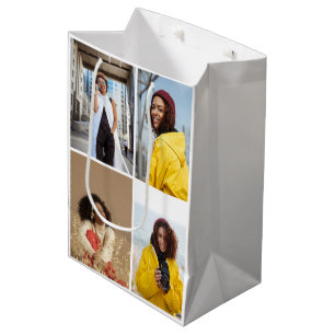 Design Your Own 4 Photo Collage Medium Gift Bag
