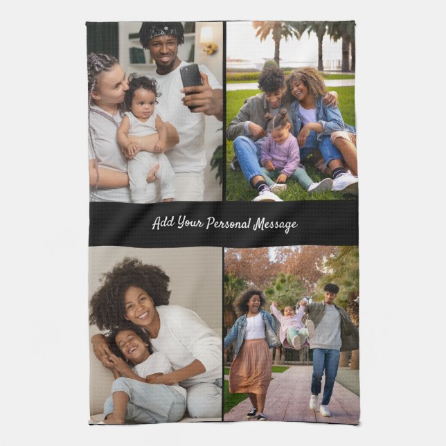 Design Your Own 4 Photo Collage Tea Towel (Vertical)
