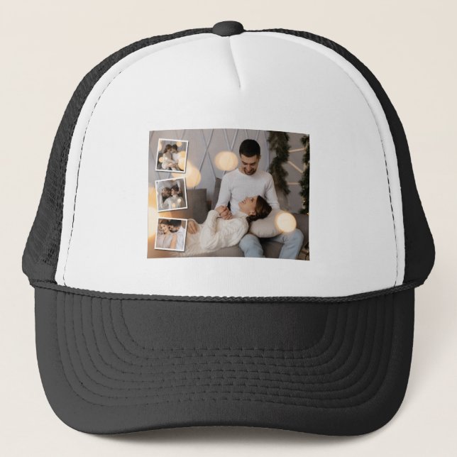 Design Your Own 4 Photo Collage Trucker Hat (Front)