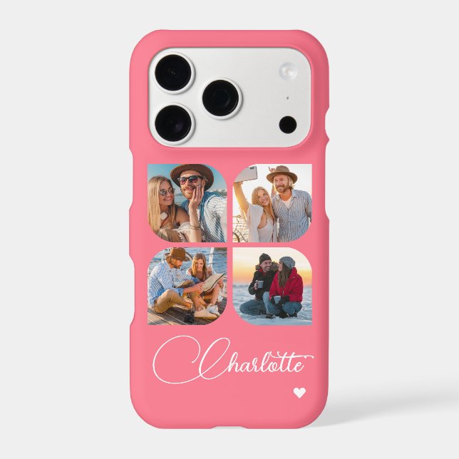 Design Your Own 4 Photo Personalised Name Case-Mat (Back)