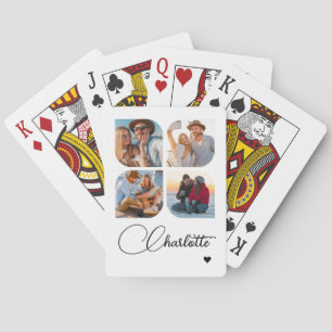 Design Your Own 4 Photo Personalized Name Playing Cards