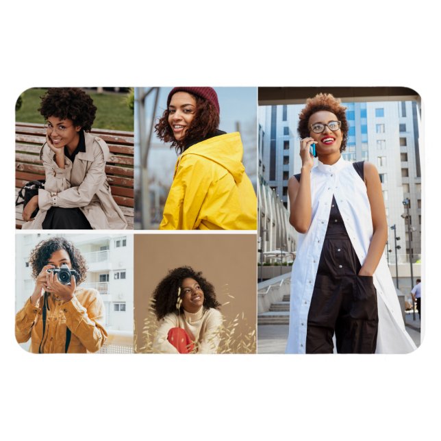 Design Your Own 5 Photo Collage Magnet (Horizontal)