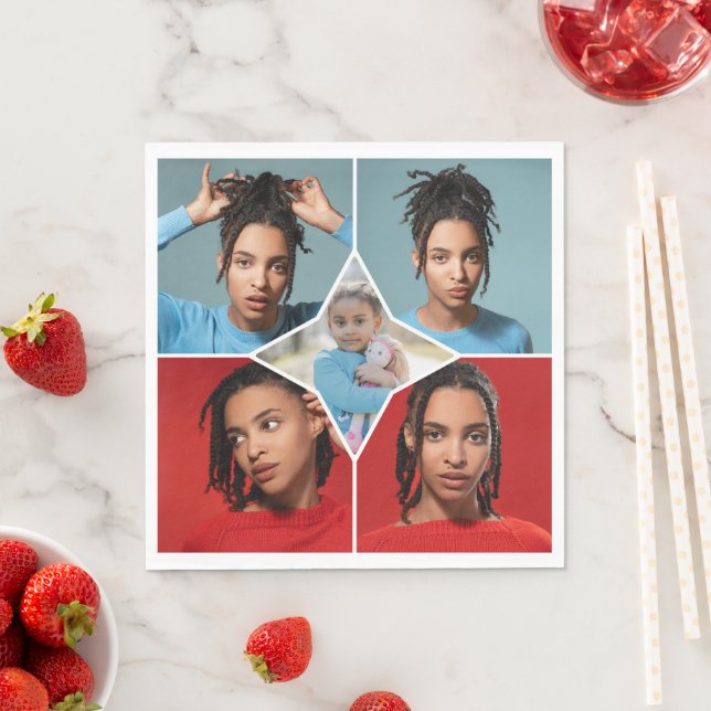 Design Your Own 5 Photo Collage Napkin (Insitu)