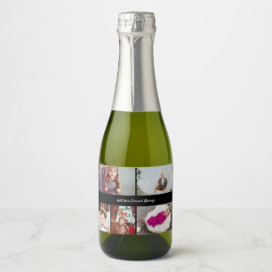 Design Your Own 5 Photo Collage Sparkling Wine Label