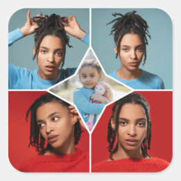 Design Your Own 5 Photo Collage Square Sticker