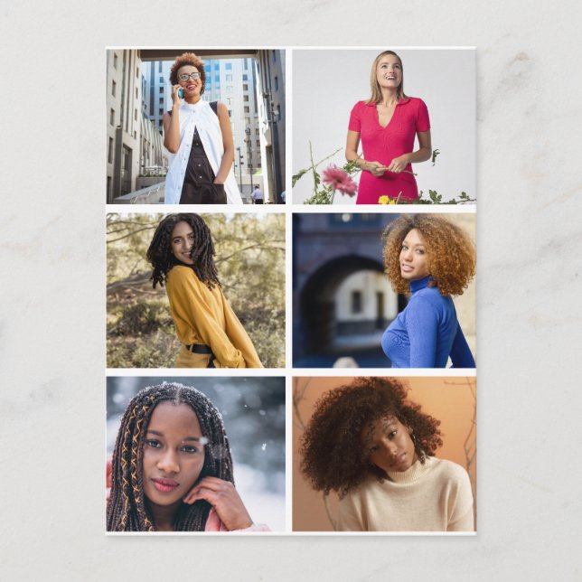 Design Your Own 6 Photo Collage Postcard (Front)