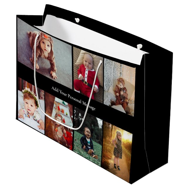 Design Your Own 7 Photo Collage Large Gift Bag (Front Angled)