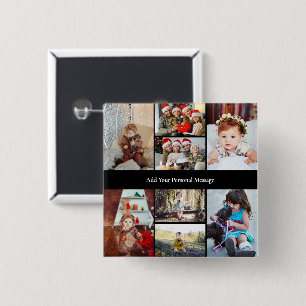Design Your Own 8 Photo Collage 15 Cm Square Badge