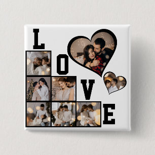 Design Your Own 8 Photo Collage 15 Cm Square Badge