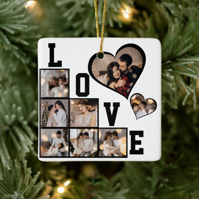 Design Your Own 8 Photo Collage Ceramic Ornament (Tree)