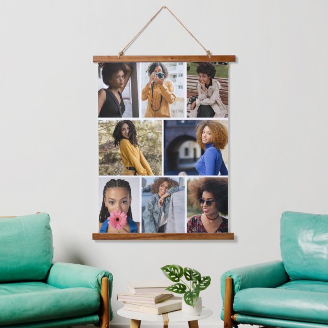 Design Your Own 8 Photo Collage Hanging Tapestry (Living Room)