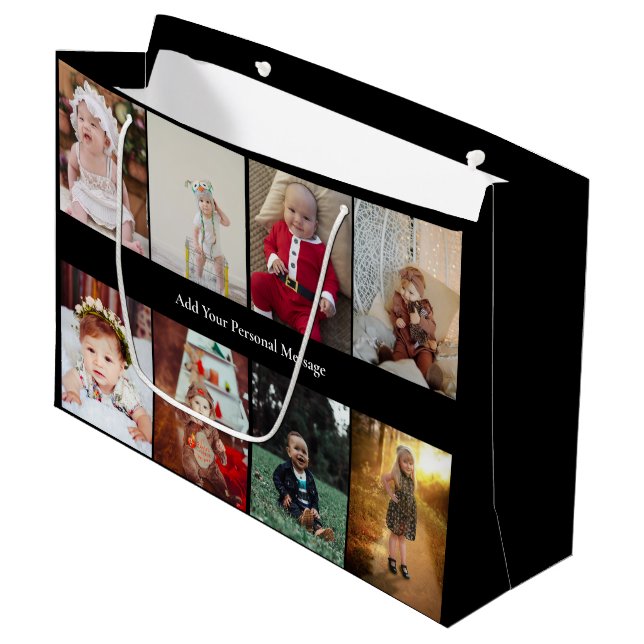 Design Your Own 8 Photo Collage Large Gift Bag (Front Angled)