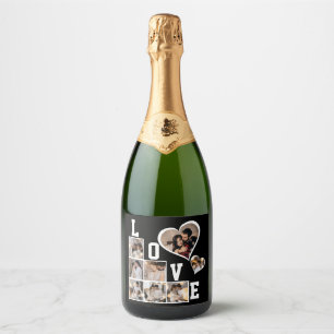 Design Your Own 8 Photo Collage Sparkling Wine Label