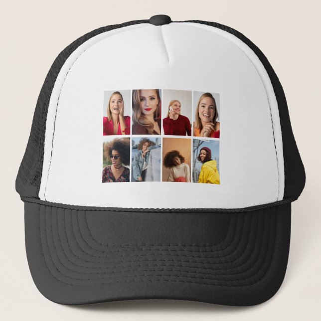 Design Your Own 8 Photo Collage Trucker Hat (Front)
