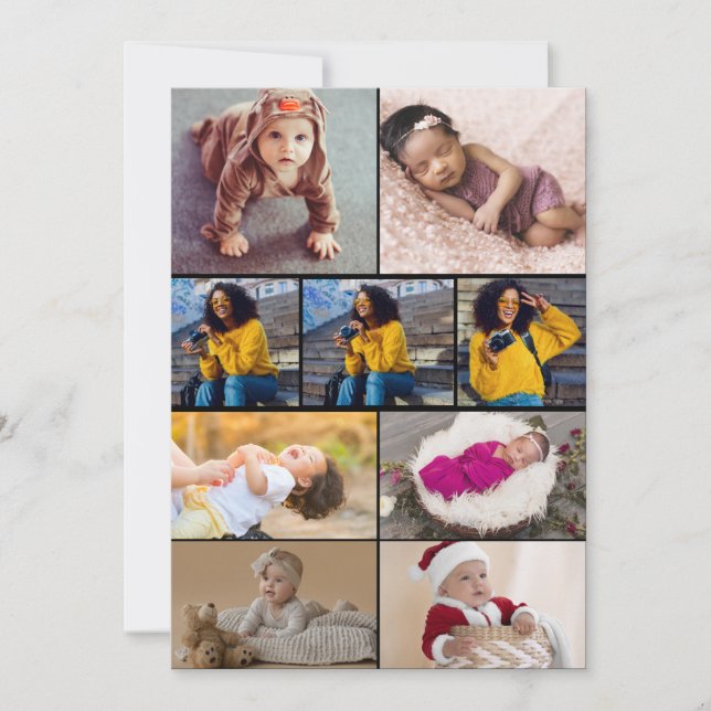 Design Your Own 9 Photo Collage Card (Front)