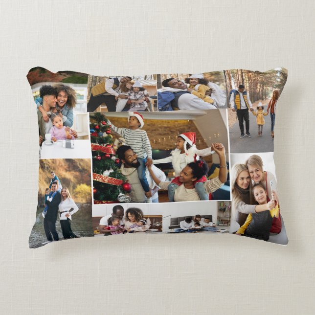 Design Your Own 9 Photo Collage Decorative Cushion (Front)