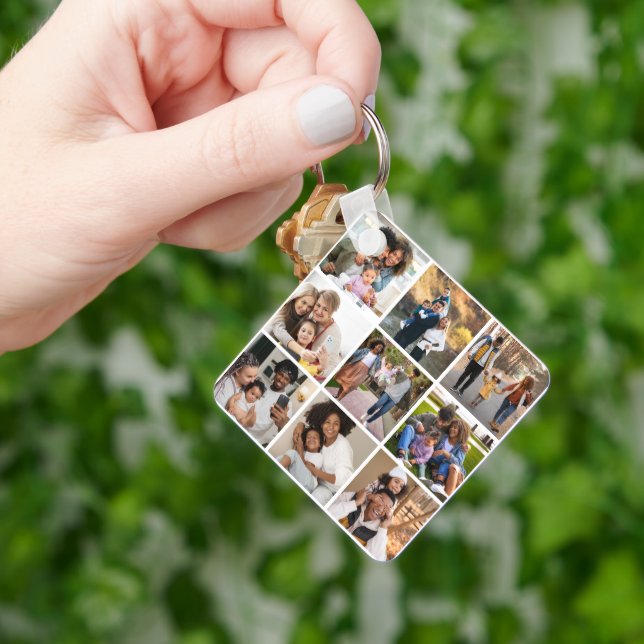 Design Your Own 9 Photo Collage Key Ring (Hand)