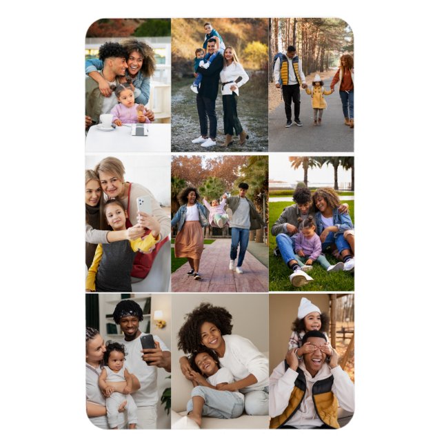 Design Your Own 9 Photo Collage Magnet (Vertical)