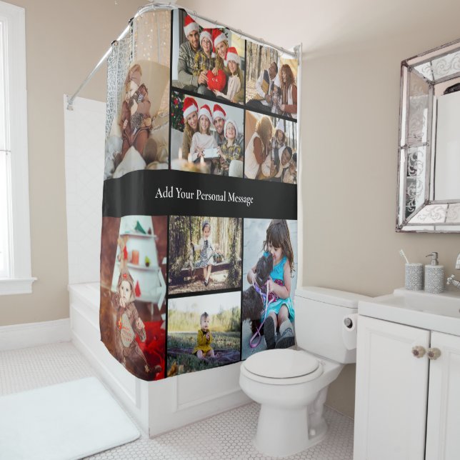 Design Your Own 9 Photo Collage Shower Curtain (In Situ)
