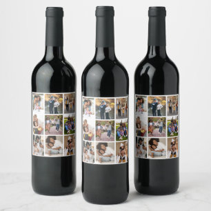 Design Your Own 9 Photo Collage Wine Label