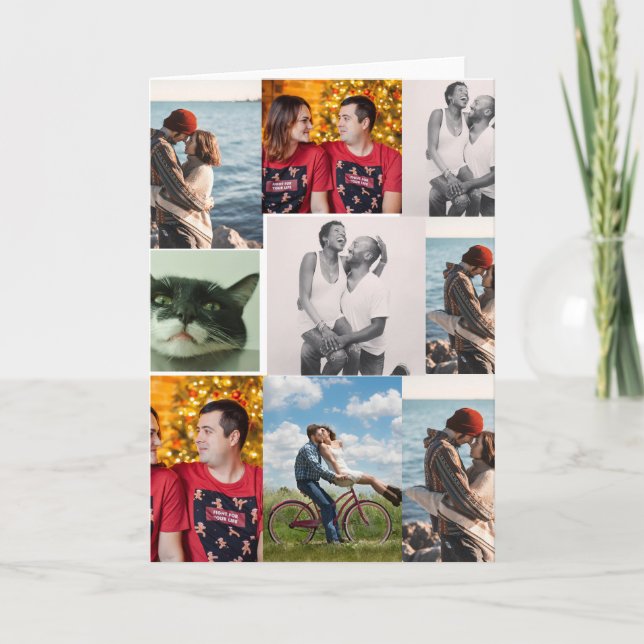 Design Your Own 9 Photo Custom Collage Card (Front)