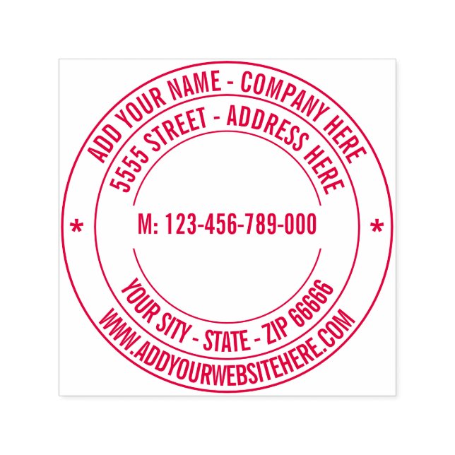 Design Your Own Address Round Self-inking Stamp (Design)