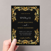 Design Your Own Black Gold Wedding Invitation