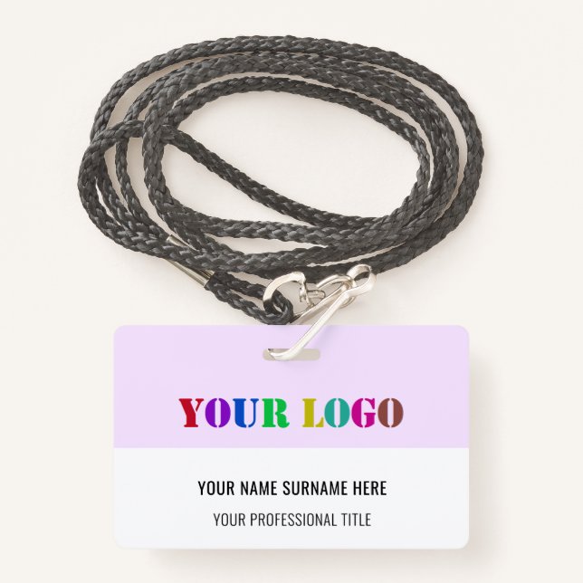Design Your Own Business Logo Name Badge Template ID Badge (Front with Lanyard)