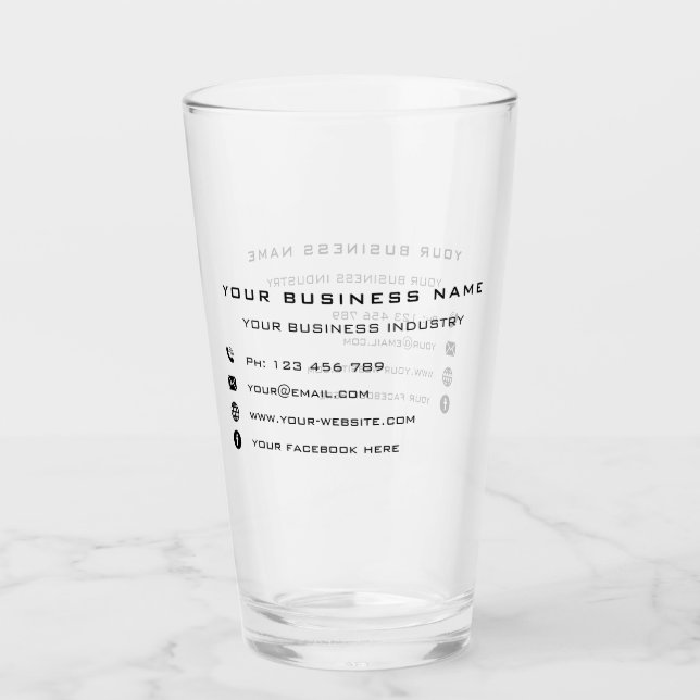 Design Your Own Business Promotional Glass Example (Front)