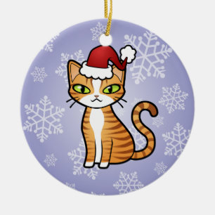 Design Your Own Cartoon Cat (Christmas) Ceramic Tree Decoration
