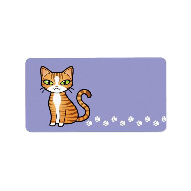 Design Your Own Cartoon Cat Label (Front)
